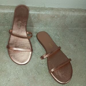 TKEES Sandals US 6 EU 37 Rose Gold Gemma Metallics Slides Beach Pearl